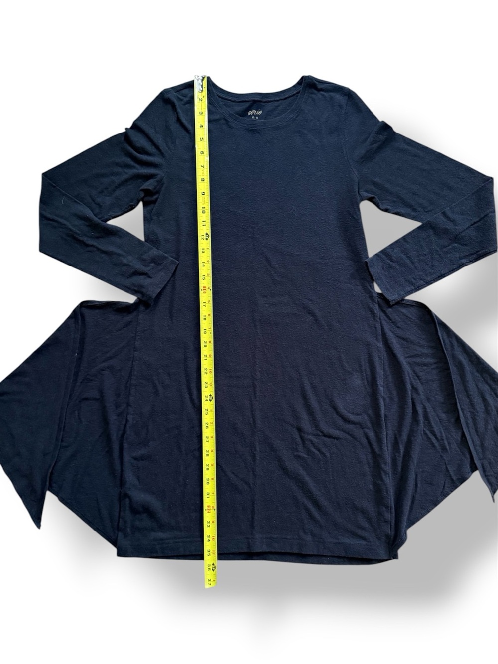 Aerie Black Long Sleeve Tie Front Mini Dress Women’s Medium Soft Knit - Picture 5 of 9
